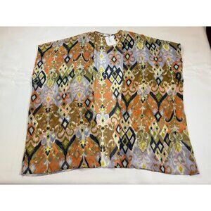 NWT First Love Lets Catch Up Print Kimono Multi-Color Lightweight Size L (LL245)